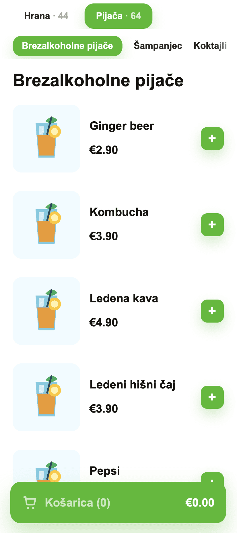 Zaslon z digitalnim menijem